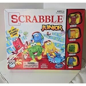 Hasbro Scrabble Junior - Complete - Double-Side Game Board Open Box